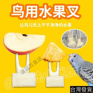 桃園出貨#鳥用水果叉鳥籠配件塑膠叉牡丹虎皮鸚鵡餵食叉子鳥玩具用品餵食器 QSOC
