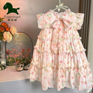 🚚免運🚚靜靜【店鋪熱銷】女童碎花公主裙子3-6歲超仙氣質學生小女孩2024年夏季飛袖連衣裙