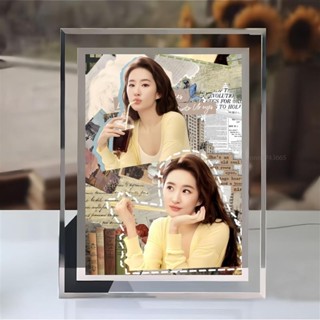 【臺灣出貨】劉亦菲水晶玻璃相框擺臺定製照片周邊送閨蜜女友生日禮物桌面擺件【低價促銷】1