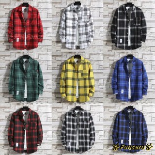 ✨Fancern✨ 臺灣出貨 格子襯衫 長袖襯衫 寬鬆襯衣【M-5XL】格紋襯衫男士長袖韓版寬鬆潮流帥氣大碼學生外套春夏
