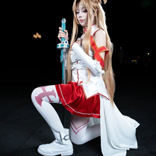 亞絲娜cos服嚴選刀劍神域SAO戰鬥服cosplay動漫二次元假發鞋子套裝創新