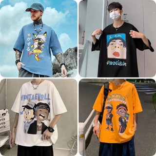 ❤胖多多男裝❤大尺碼T恤短袖男 五分袖男生 T恤上衣男士【M-8XL】夏季新款潮牌潮流ins百搭情侶上衣寬松卡通頭像半袖