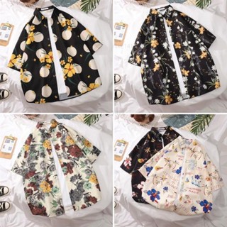 ❤胖多多男裝❤花襯衫男 夏威夷襯衫男生 薄外套男士【M-3XL】簡約青春流行百搭男原宿文藝襯衫新款潮慵懶夏季寬松型潮流v