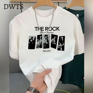 臺灣出貨[DWTS]100%純棉白色夏季字母印花短袖t恤男女寬松韓版百搭學生復古上衣男女生同款大尺碼女生