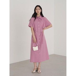 Codibook｜韓國 09WOMEN 粉色翻領長版襯衫洋裝［預購］長洋裝 襯衫洋裝 女裝