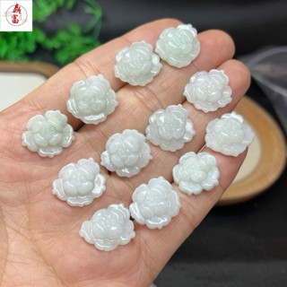天然翡翠小荷花蓮花玉石花瓣掛件荷花diy配件工廠配件