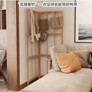 【金葉子家居】實木轉角衣帽架落地立式門後掛衣家用置物架玄關墻上掛衣鈎省空間