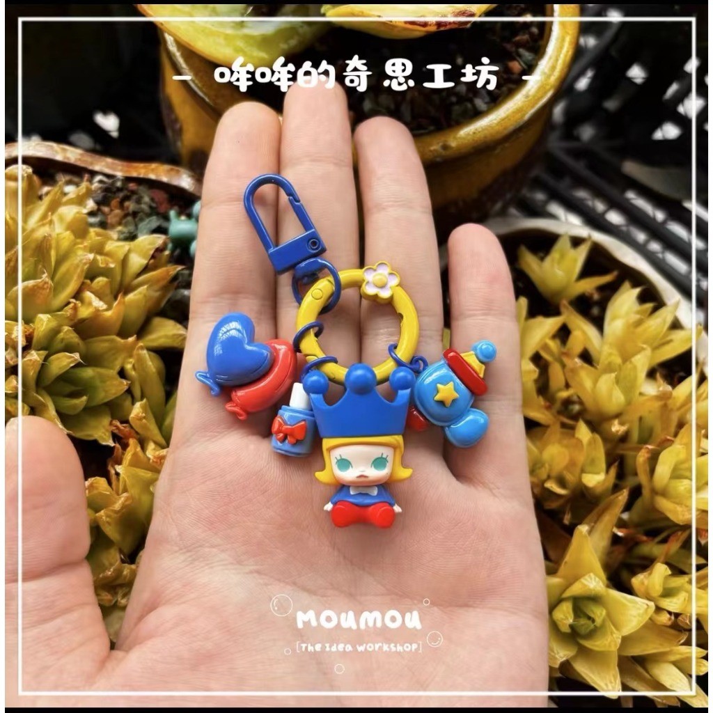 正版POPBEAN經典Molly藍公主手機鏈鑰匙扣Mini公仔女友生日小禮物