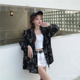 LanFa時尚女裝/防曬衣女 夏季 薄款 外套 透氣休閒 雪紡防曬衣女夏季新款寬鬆襯衫韓版印花洋氣長袖襯衣薄款外套