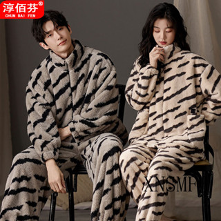 XNSMF情侶睡衣珊瑚絨冬季加厚女士甜美可愛法蘭絨可外穿男士家居服套裝睡衣 衣服 睡衣 衣服