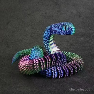 拼全臺灣最低價！3d列印 新款蝰蛇 全身關節可動 模擬動物模型 禮物 擺件 小青龍 白蛇
