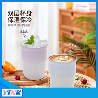 YINK-大口雙飲不鏽鋼咖啡杯保溫杯女帶吸管水杯子輕奢