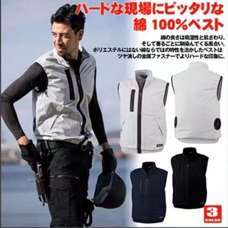 可開發票 空調服 風扇外套 風扇衣 冷氣工作服 外套 日本尾單空調服背心無風扇款棉布小立領拉鏈多口袋馬甲工作外套