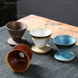 咖啡用品 咖啡濾杯 複古粗陶過濾杯窯變流釉錐形螺紋滴漏式陶瓷濾杯咖啡分享壺