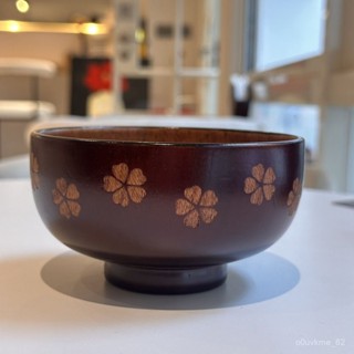 日式實木天然痠棗櫻花木碗成人寶寶兒童家用環保飯碗餐具帶蓋套裝 9QHW