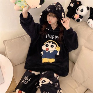 💕壹灣出貨+發票💕珊瑚絨睡衣 可愛保暖睡衣 加厚加絨睡衣睡褲 秋冬季可愛大碼睡衣褲 法蘭絨家居服套裝 冬天保暖加厚家