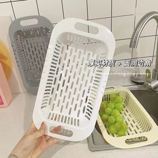 【全網最低價 免運】廚房可伸縮瀝水籃水槽瀝水雙層洗菜籃碗碟過濾家用塑膠置物架 瀝水架 瀝水籃 餐具瀝水籃