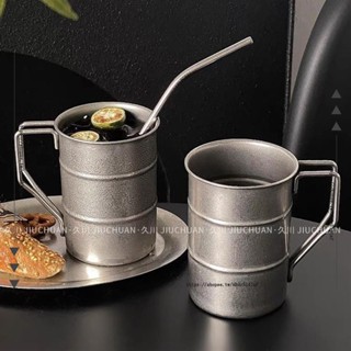 H創意工作室 ✨ins復古工業風啤酒杯商用喝水杯子304不銹鋼馬克杯創意咖啡冷飲杯