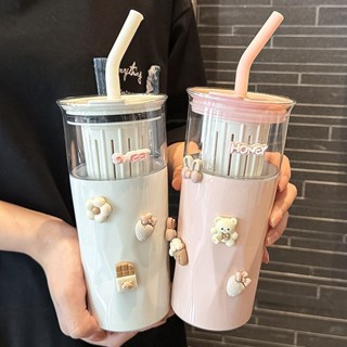 玻璃保溫杯雙層隔熱茶水分離吸管水杯新款2025泡茶杯子學生
