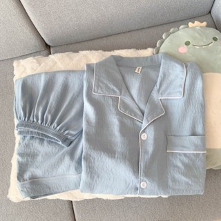 ✨精選好物✨睡衣夏季短袖薄款雲朵棉可外穿大碼居家服套情侶夏天大碼純棉短袖雲朵棉睡衣男款夏季可外穿青少年男生家居服套裝