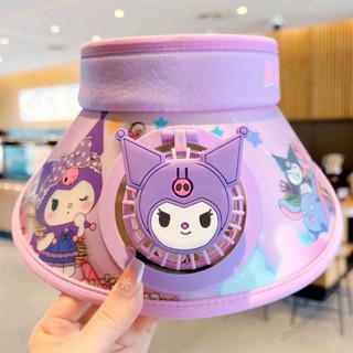 💕壹灣出貨+發票💕天熱銷件庫洛米三麗鷗夏季遮陽帽兒童防曬風扇帽子太陽帽女孩空頂女童ku