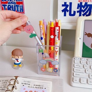 ✨新品促銷✨無印風 收納盒 透明亞克力筆筒 ins 可diy 桌面方形簡約辦公文具 化妝刷收納盒 塑膠筆筒TT0422