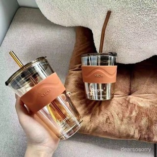 臺灣有貨⚡ 小鹿玻璃杯ins高顔值輕奢吸管杯便攜學生女情侶大容量杯子咖啡杯 IWAP