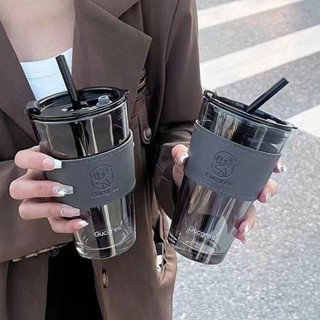 小鹿玻璃杯ins高顏值輕奢吸管杯便攜學生女情侶大容量杯子咖啡杯