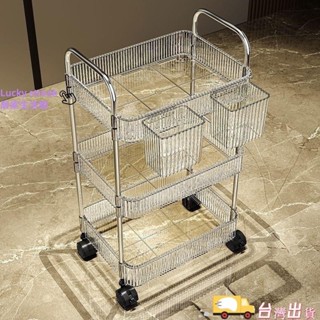 臺灣出貨新店特惠透明亞克力小推車置物架浴室床頭零食臥室落地多層移動化妝品收納架小推車1768