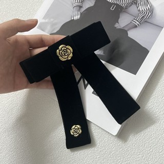 黑絲絨富家千金亮鉆蝴蝶結飄帶領結法式毛衣襯衫領口裝飾胸針領花Fashion SHOP