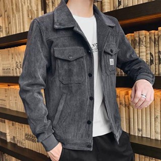 【XIU】 ™2024春秋裝新款男外套夾剋燈芯絨男士秋季韓版修身衣服男潮流翻領夾剋外套
