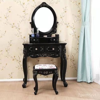 免運 小戶型輕奢梳妝臺 化妝桌 床頭收納櫃 歐式奢華梳妝臺化妝臺白色象牙白描金苗銀法式田園公主桌化妝桌化妝桌