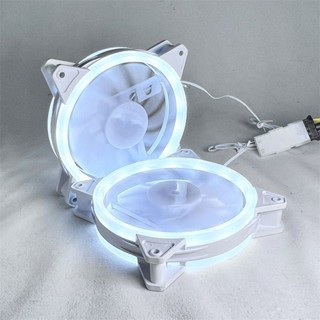 9CM純凈白色風扇9釐米CPU散熱器LED白色發光靜音風扇臺式機箱風扇 海鷗