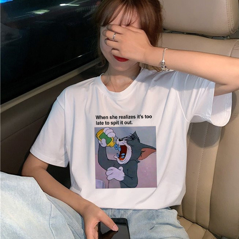 Cat Tom Mouse Jerry New Ulzzang Loose Casual Women T shirt