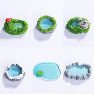 微景觀創意模擬水池水瀑布石頭DIY盆栽沙盤造景裝飾桌麵樹脂配件
