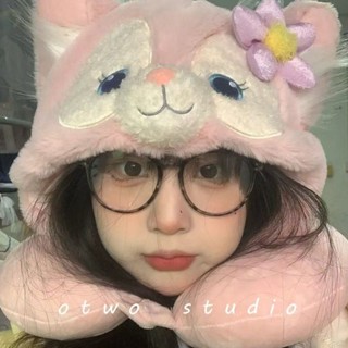 【1414人收藏】卡通雪莉玫U型枕連帽玫玫露露舒適護頸午睡枕頭旅行飛機坐車保暖
