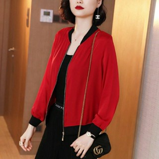 🌸限時特惠🌸優選 女士大碼夾克 棒球服 2025新款 寬鬆百搭純色上衣輕薄款透氣防曬衣雪紡