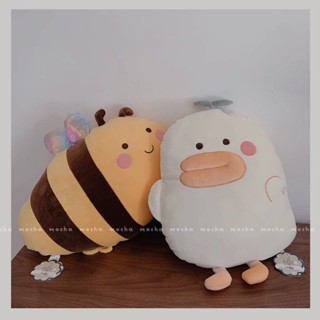 ❤臺灣熱銷❤✨ins網紅加油鴨蜜蜂可愛抱枕玩偶公仔毛絨玩具羽絨棉靠墊娃娃禮物