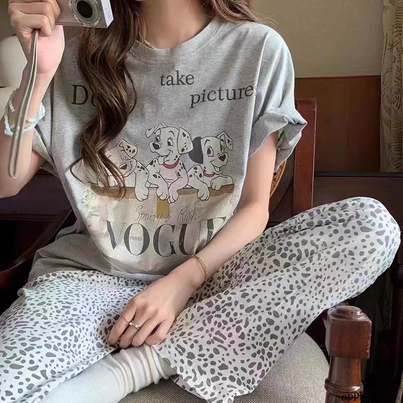 ❤️免運超好看❤️TLS101忠狗 復古卡通印花 質感灰 百搭休閒短袖T恤上衣 大學TOYO衣服