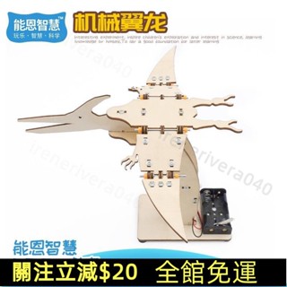 臺灣熱賣🚛免運 無齒翼龍模型 仿生恐龍玩具 科學實驗科技小製作 木製手工材料包 立體拼圖拼裝玩具 學生兒童益智玩具 親