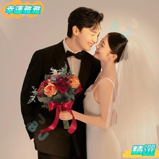 【驚喜】中式結婚玫瑰新娘紅色手捧花模擬仿真花婚紗道具婚禮花束攝影
