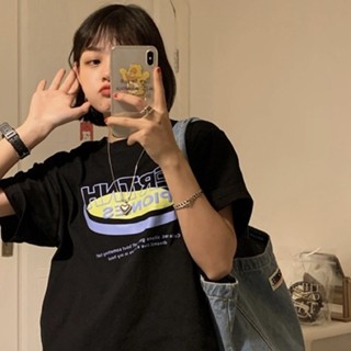 【Han】🖤寬鬆字母印花T經典配色美式休閒印花T恤上衣大學T