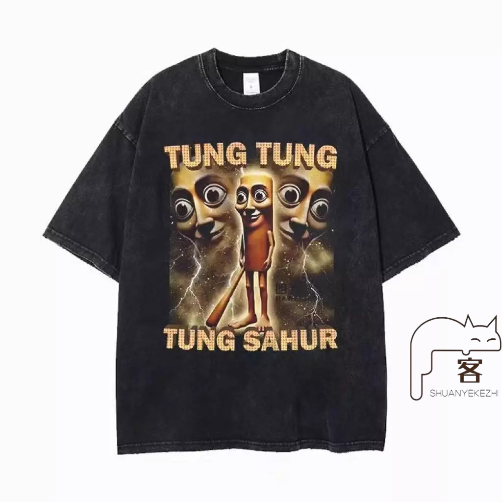 【台灣寄出】italian brainrot 美式風格短袖 短袖T恤 水洗T恤 tung tung sahur 衣服