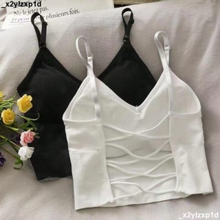 大促銷四 上衣 吊帶 背心百搭新款帶胸墊吊帶背心女百搭美背內衣透氣運動內衣內搭文胸內衣美式