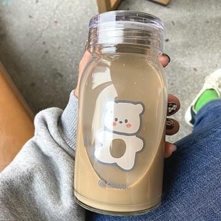 寶崽💫日系ins風可愛小熊熊透明玻璃水杯 水壺 小清新簡約大容量隨身杯 冷水杯 運動水杯 咖啡杯 環保杯 冷水瓶 交換