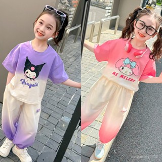 女童潮款套裝 女童運動套裝 女童夏天兩件套 兒童夏季洋氣可愛小女孩寶寶休閒可愛兩件套 洋裝 女童短袖上衣