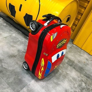 熱銷🔥小汽車兒童卡通 行李箱18吋旅行登機拖箱萬向輪兒童可坐騎3D拉桿箱