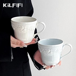 馬克杯 水杯 咖啡杯 生日禮物 情侶禮物 大容量 喝水杯子法式複古浮鵰馬克杯陶瓷水杯家用辦公室早餐咖啡杯情侶杯子高階感