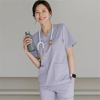廠家直銷 韓版女紫色刷手服洗手衣護理服醫生服護士服褲裝診所醫院門診制服醫療美容醫美醫院制服寵物醫院工作服21