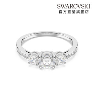【施華洛世奇SWAROVSKI】Stilla Attract 戒指 圓形切割 白色 銀色調潤飾 水晶 禮物 官方直營